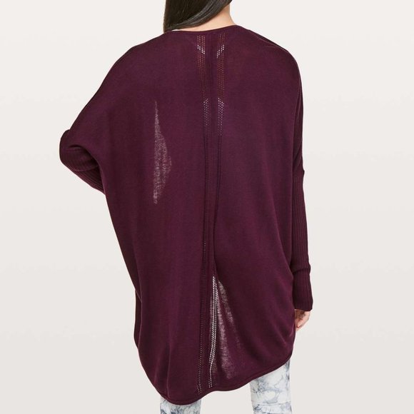 Lululemon Call In Cozy Wrap Burgundy Long Line Cardigan Size 2 - Picture 2 of 10